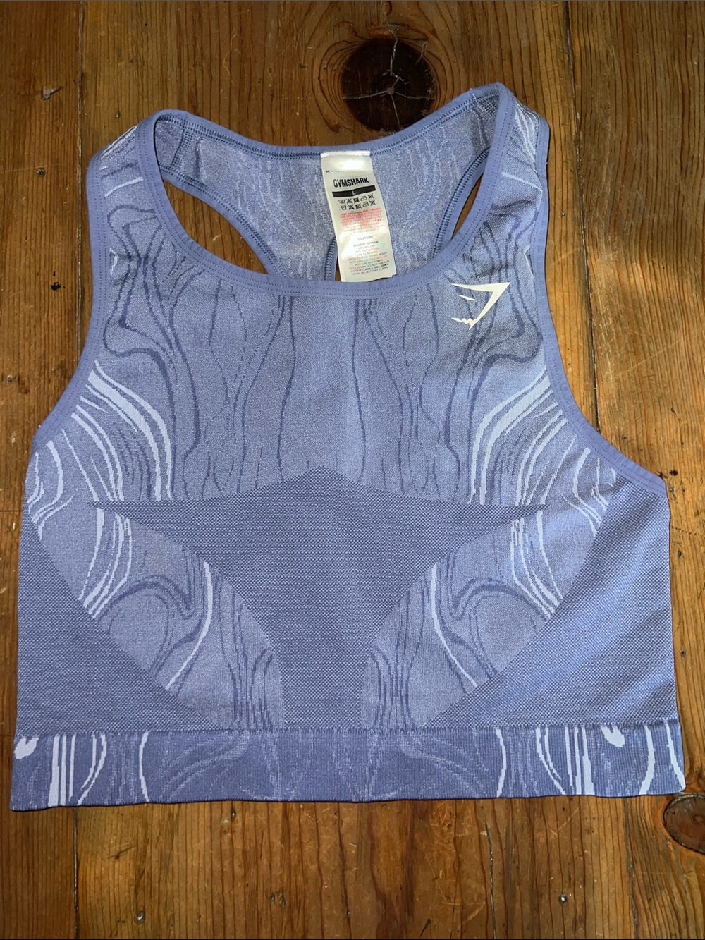 Gymshark Mercury Seamless High-Neck Sports Bra Blue Sz L